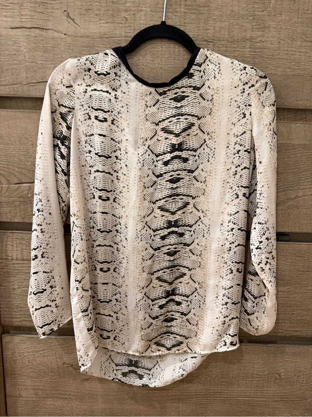 Zara Snake Print Blouse in Cream and Black